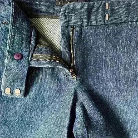 Theory designer jeans dark wash denim tuxedo stripe - Picture 4 of 6